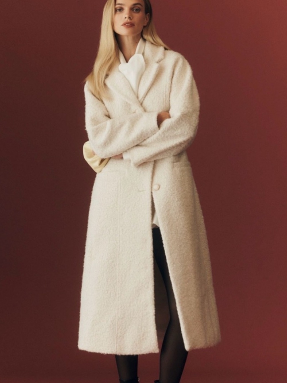 NWT Anthropologie Maeve Tailored Bouclé Long Coat